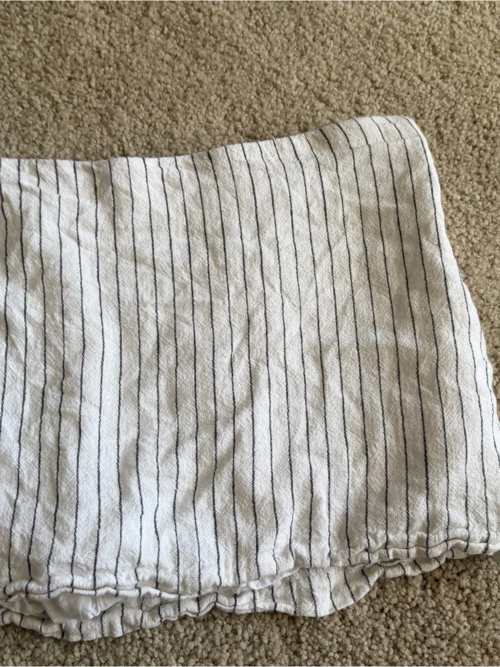 Abercrombie And Fitch White Black Stripped Linen Blend Mini Skort Skirt Large 32